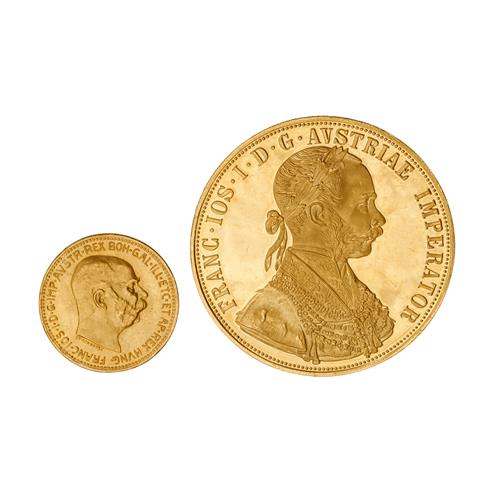 Österreich/GOLD - Franz Joseph I. 1848-1916. 2 x Goldmünzen