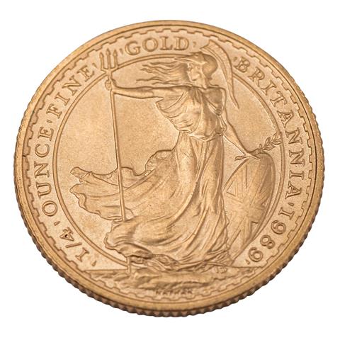 Großbritannien /GOLD - Elisabeth II. 25 Pounds 'Britannia' 1/4 oz 1989