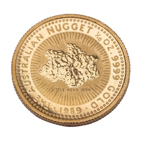 Australien /GOLD - Elisabeth II. 15 $ 'Nugget' 1/10 oz 1989