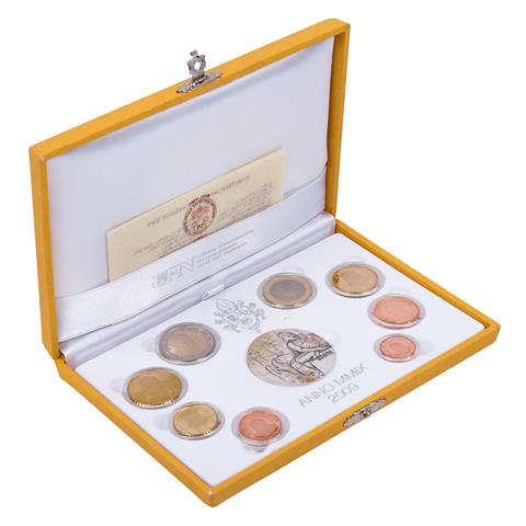 Vatikan - Kursmünzensatz 2009, 1 Eurocent bis 2 Euro + Silbermedaille,