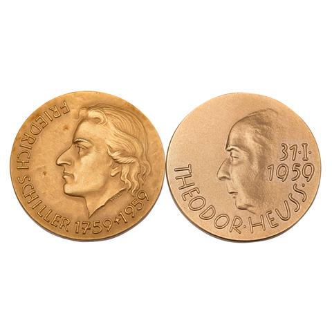 Theodor Heuss und Friedrich Schiller - 2 GOLDmedaillen,