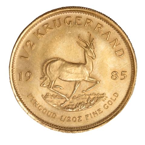Südafrika/GOLD - 1/2 Unze GOLD fein, 1/2 Krügerrand 1985,