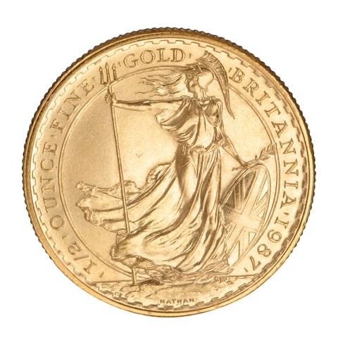 Großbritannien /GOLD - Elisabeth II. 50 Pounds, 1/2 Unze 'Britannia' 1987