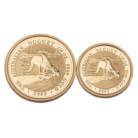Australien /GOLD-Lot - Elisabeth II. Nugget 1x 1/10 oz und 1/4 oz 2003