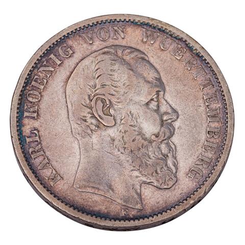 Deutsches Kaiserreich / Württemberg - 5 Mark 1875, König Karl,