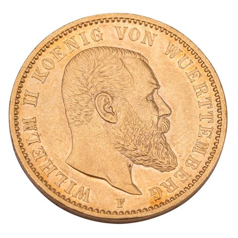 Dt. Kaiserreich /GOLD - Württemberg, Wilhelm II. 20 Mark 1894-F