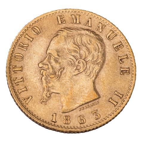 Italien /GOLD - Vittorio Emanuele II. 20 Lire 1863