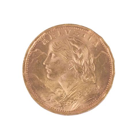 Schweiz/GOLD - Vreneli 20 Franken 1935