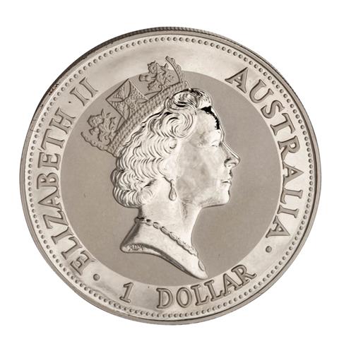 Australien /SILBER - 1 $ Elisabeth II. 1 Unze Kookaburra 1992