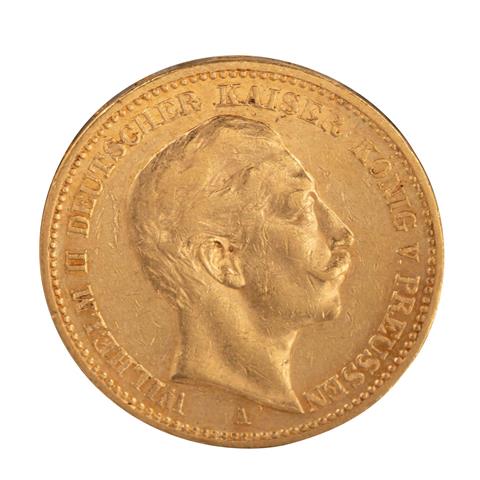 Dt. Kaiserreich/GOLD - Preussen, Wilhelm II. (1888-1918) 20 Mark 1891 A