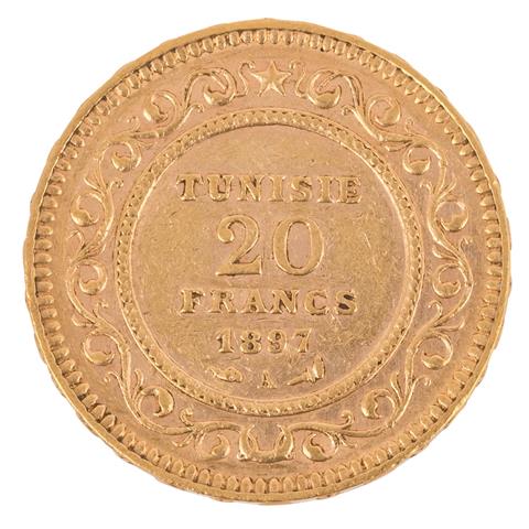 Tunesien, 20 Francs 1897/A, GOLD,