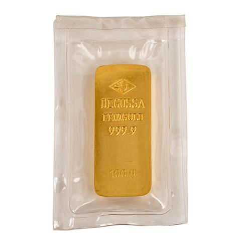 GOLD, 100 Gramm Barren, Hersteller Degussa,