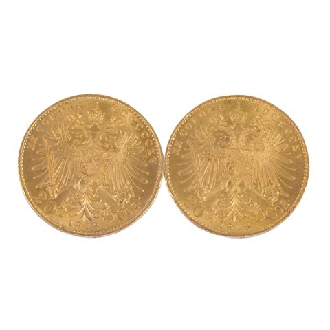 Österreich/GOLD - 2 x 20 Kronen Franz Joseph I. 1915/NP, je vz-,