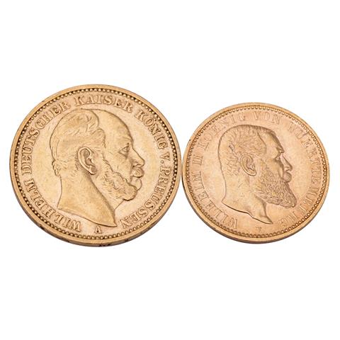 2 x Dt. Kaiserreich in Gold: 1 x Württemberg und 1 x Preussen -