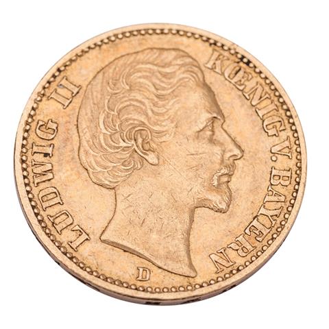 Deutsches Kaiserreich / Bayern - 20 Mark 1873/D, König Ludwig II, GOLD,