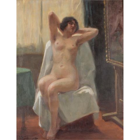 SCHIVERT, VIKTOR (1863 - 1929) "Sitzender weiblicher Akt",