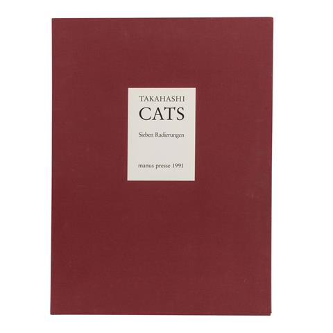 TAKAHASHI, YOSHI (1943-1998), "Cats", Sieben Radierungen in Mappe, 1991,