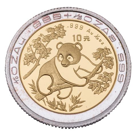 China Panda - mit Silber-und-Gold-Einlage 10 Yuan 1992