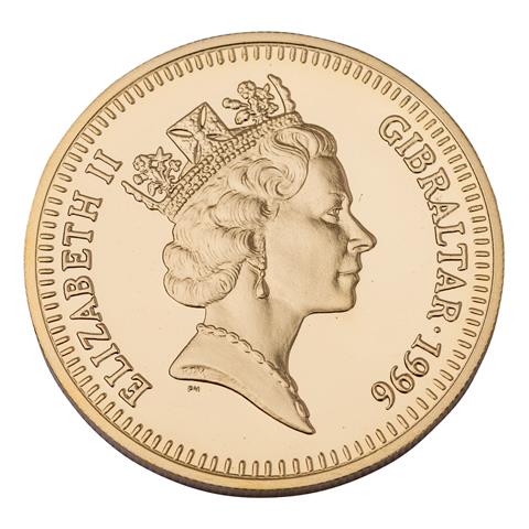 Gibraltar /GOLD - 70. Jahrestag Ihrer Majestät Königin Elisabeth II.  5 Pounds 1996
