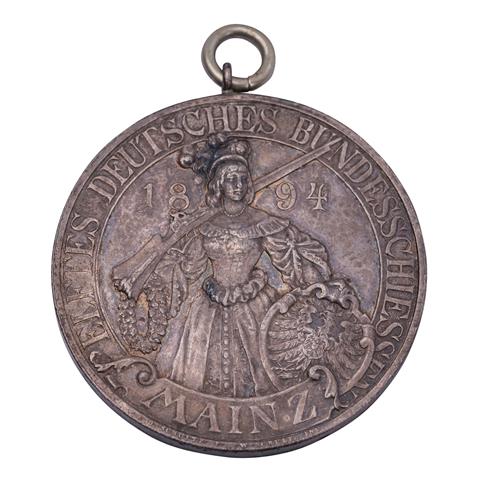 Stadt Mainz - Tragbare Silbermedaille 1894, Auf das 11. Deutsche Bundesschiessen,