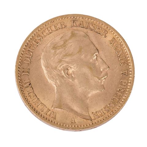 Dt. Kaiserreich/GOLD - Preussen. Wilhelm II. 20 Mark 1910 A J.252.