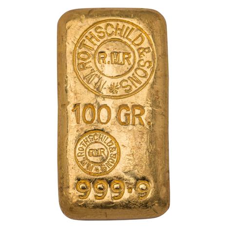 Historischer 100 Gramm GOLDbarren ROTHSCHILD & SONS,