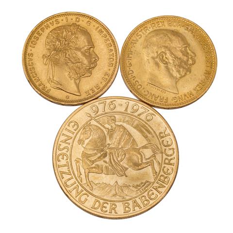 Österreich /GOLD-Lot mit 3 x Goldmünzen, insg. ca. 24 g Feingold