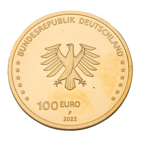 BRD/GOLD - 100 Euro Säulen der Demokratie - Freiheit 2022, 1/2 Unze Gold fein,