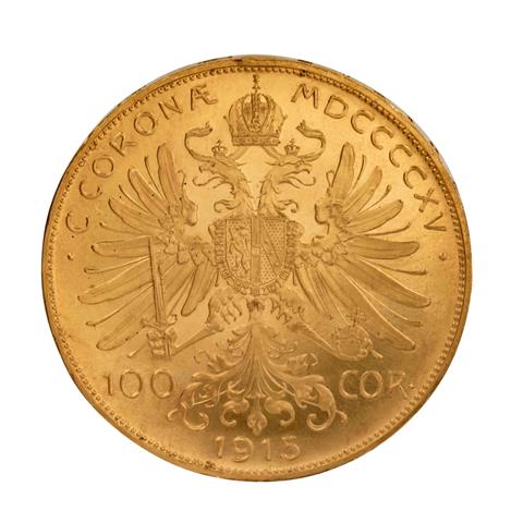 Österreich - 100 Kronen Gold 1915  (offizielle Neuprägung), GOLD,
