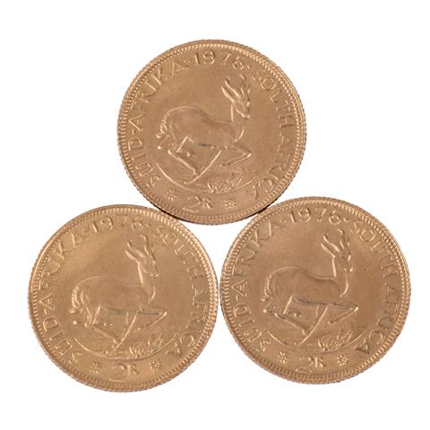 Südafrika /GOLD - 3x 2 Rand, insg. Feingold ca. 21,9 g