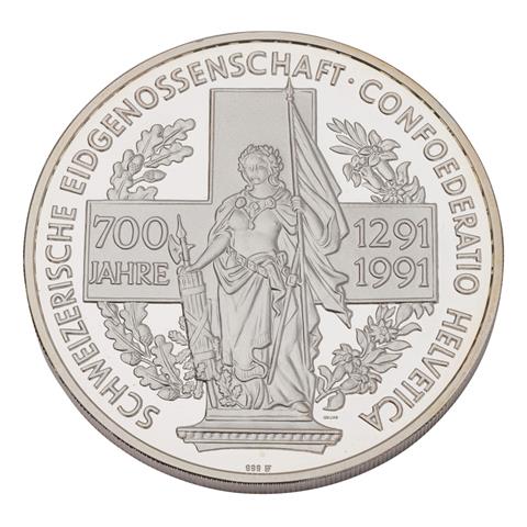 Schweiz /SILVER - 1 x 5 Unzen 'Schweizerische Eidgenossenschaft 700 Jahre' 1991 PP