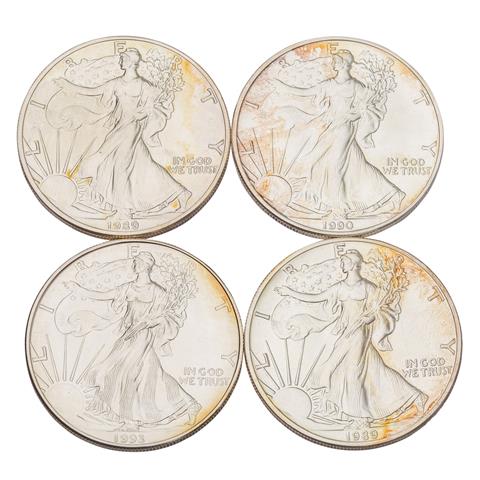 USA /SILBER - 4 x 1 $ American Silver Eagle à 1 Unze