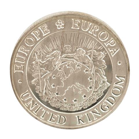 Silver ECU 1992, Grossbritannien, attraktive Piedfort (Dick-) Prägung,