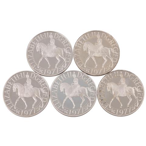 Großbritannien - 5 x 25 new Pence, Sterling Silber,