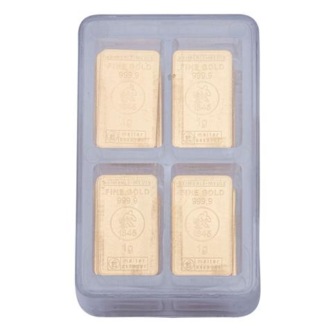 GOLDbarren - Unity Box Gold, 100 x 1g Feingoldbarren geprägt, Hersteller Heimerle+Meule,