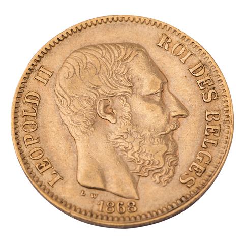 Belgien /GOLD - Leopold II. 20 Francs 1868