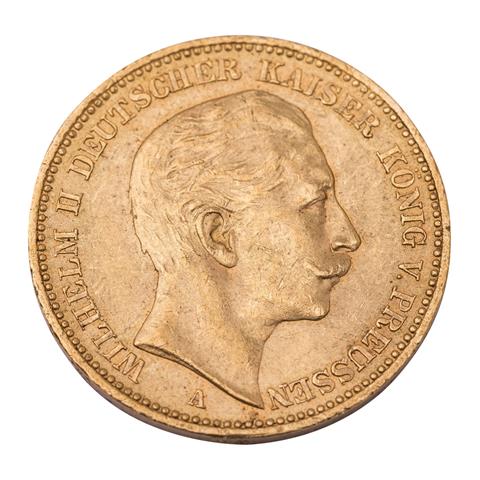 Dt. Kaiserreich /GOLD - Preußen, Wilhelm II. 20 Mark 1896 A
