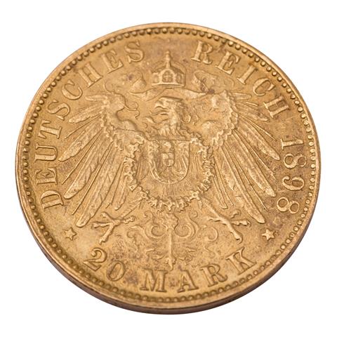 Freie und Hansestadt Hamburg/GOLD - 20 Mark 1898 J, vz-,