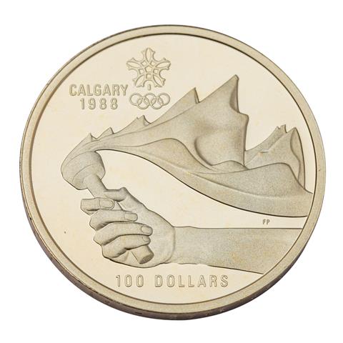 Kanada/GOLD - 100 Dollars Calgary Olympics 1987, PP,