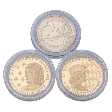 Monaco/GOLD - Edition 2012 mit 2 Euro '500 Jahre Souveränität' 2012, ss+,