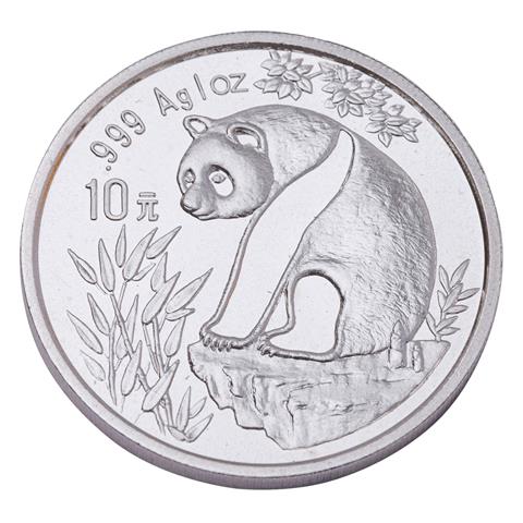 China/Silber - 10 Yuan Panda 1993 zu 1 Unze Feinsilber, vz bis fast stgl.