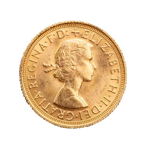 Großbritannien /GOLD - Elisabeth II mit Schleife, 1 Sovereign 1968