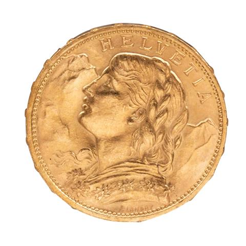 Schweiz /GOLD - 20 Sfr. Vreneli 1913-B
