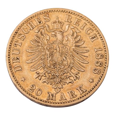 Deutsches Kaiserreich/GOLD - Preussen. Friedrich III., 20 Mark 1888-A
