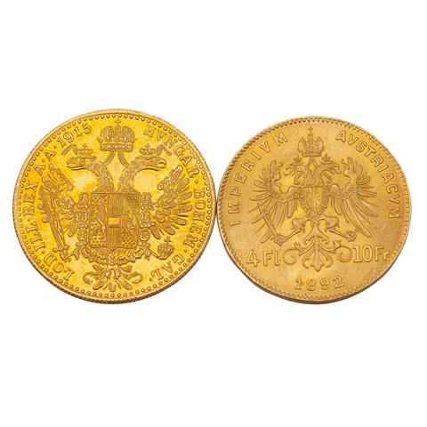 Österreich /GOLD - Franz Josef I. mit 2 Münzen, insg. ca. 6,4 g
