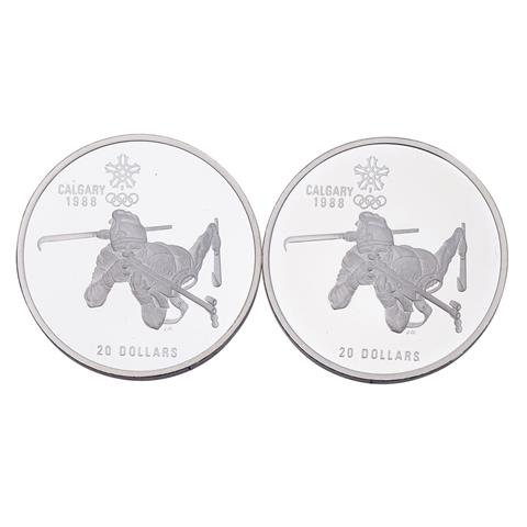 Kanada /SILBER - Elisabeth II. 2 x 20 $ Calgary 1988 PP