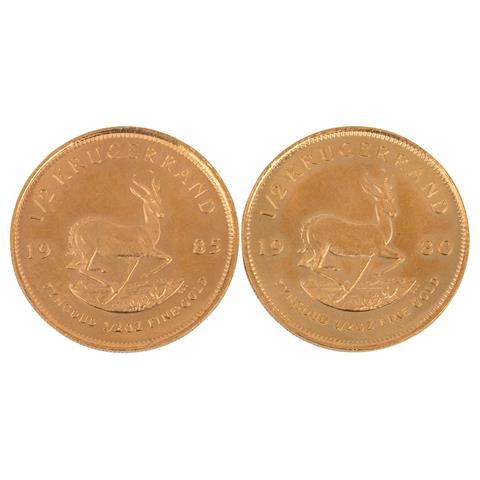Südafrika /GOLD - Krügerrand 2 x 1/2 Unze Jg. 1980/1985